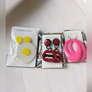 💝 3 Pairs of 80’s Style Earrings NEW